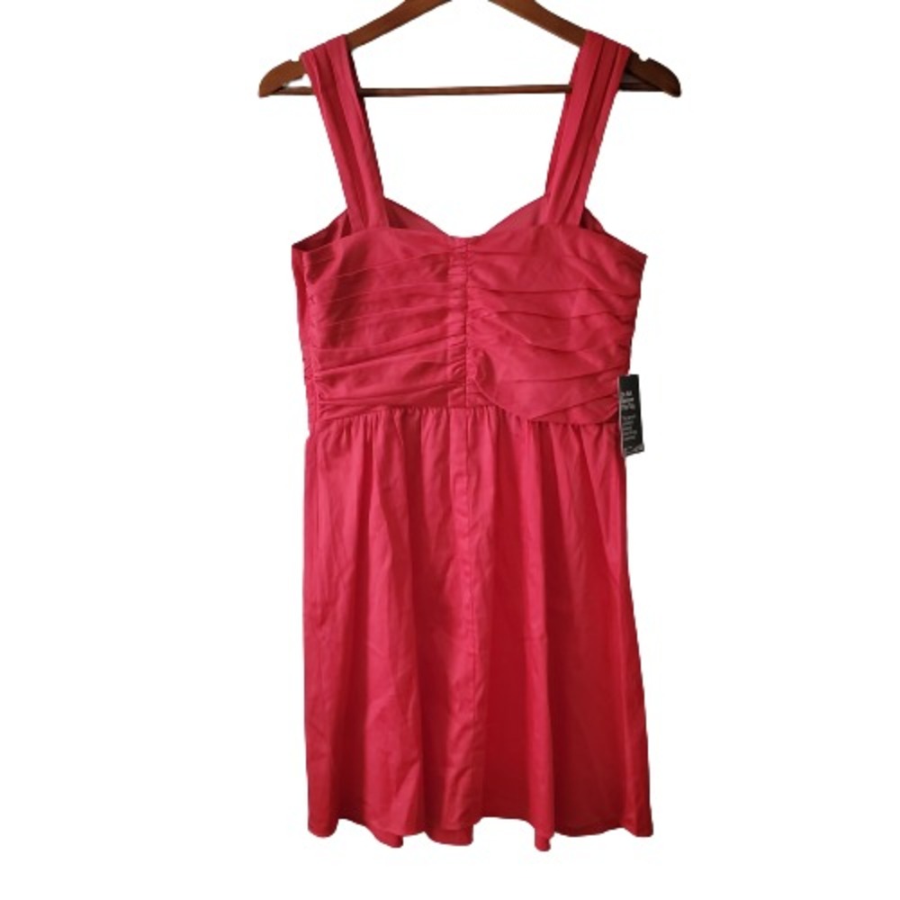 EXPRESS Women's Sweetheart Neckline Ruched Bodice Hot Pink Mini Dress Size 12 - Picture 5 of 12